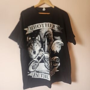 Vintage "Brothers in the Wind" Black Graphic T-shirt Size XL